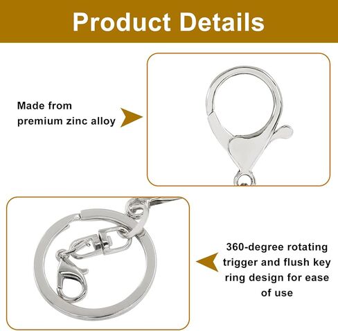 20 قطعة من مشابك مخلب جراد البحر، وخطاطيف دوارة، وحلقات سلسلة مفاتيح منفصلة، ​​ومشبك جراد البحر الصغير لصناعة الحرف اليدوية/المجوهرات (ذهبي) in Kuwait
