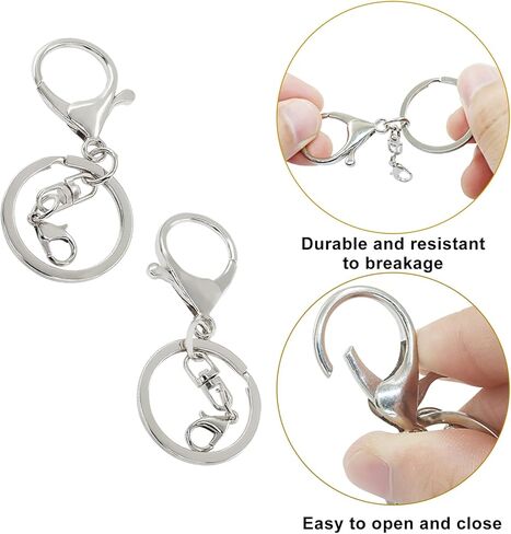 20 قطعة من مشابك مخلب جراد البحر، وخطاطيف دوارة، وحلقات سلسلة مفاتيح منفصلة، ​​ومشبك جراد البحر الصغير لصناعة الحرف اليدوية/المجوهرات (ذهبي) in Kuwait