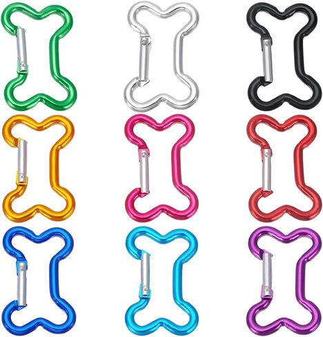 UNICRAFTALE 9Pcs Cute Dog Bone Carabiner 9 Colors Keychain Clip Bone Shaped Buckles Small Carabiners Key Clips Metal Key Chain Charms for Keychains Backpacks Outdoor Activities 49mm Long in Saudi Arabia