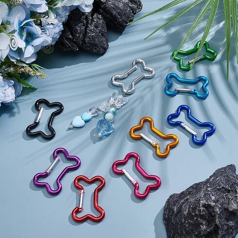 UNICRAFTALE 9Pcs Cute Dog Bone Carabiner 9 Colors Keychain Clip Bone Shaped Buckles Small Carabiners Key Clips Metal Key Chain Charms for Keychains Backpacks Outdoor Activities 49mm Long in Saudi Arabia