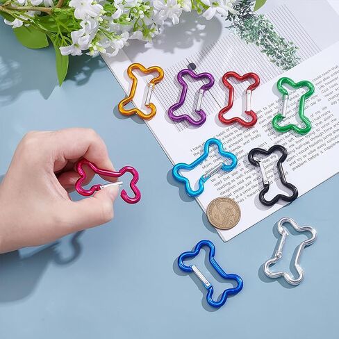 UNICRAFTALE 9Pcs Cute Dog Bone Carabiner 9 Colors Keychain Clip Bone Shaped Buckles Small Carabiners Key Clips Metal Key Chain Charms for Keychains Backpacks Outdoor Activities 49mm Long in Saudi Arabia