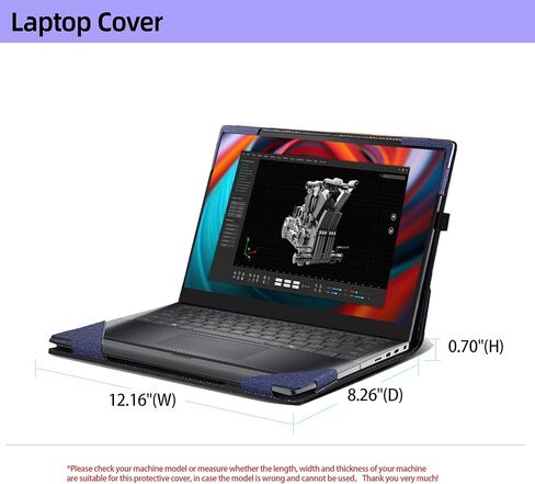 غطاء الكمبيوتر المحمول لجهاز الكمبيوتر المحمول Dell Precision 5490 Workstation (2024) | حافظة شاملة مقاس 14 بوصة من جلد البولي يوريثان بغطاء للجيب الداخلي مقاس 14 بوصة (رمادي داكن) in Saudi Arabia