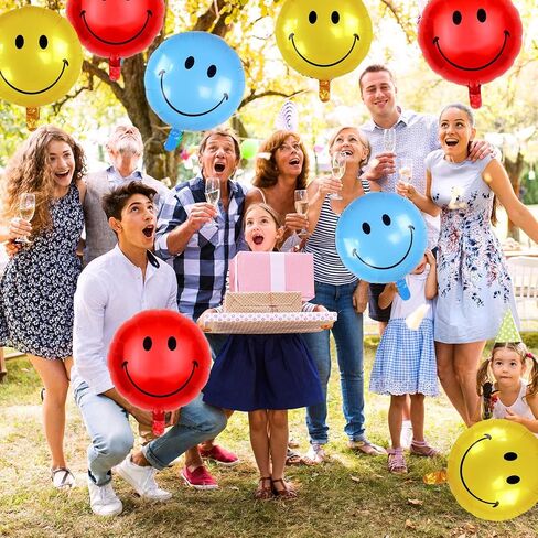 9 قطع بالونات وجه مبتسم مقاس 45.72 سم، بالون مايلر من الألومنيوم بألوان متنوعة، بالونات من رقائق الابتسامة لأعياد الميلاد والذكرى السنوية وحفلات الزفاف وحفلات الزفاف وحفلات استقبال المولود الجديد (ذهبي) in Saudi Arabia