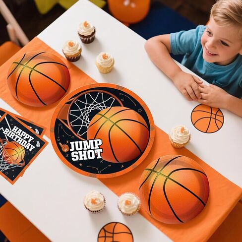 241pcs Basketball Party Decorations, All-in-one Party Set with 20 Serves Disposable Plates, Banner, 2 Tablecloths, Backdrop for Basketball Birthday Party Decorations in Saudi Arabia
