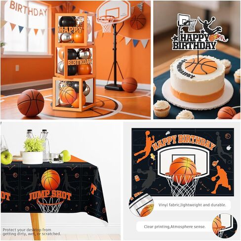 241pcs Basketball Party Decorations, All-in-one Party Set with 20 Serves Disposable Plates, Banner, 2 Tablecloths, Backdrop for Basketball Birthday Party Decorations in Saudi Arabia