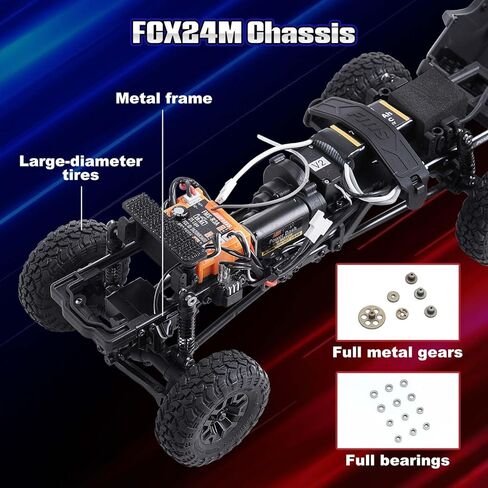 FMS 1/24 FCX24M Toyota Tacoma RC Crawler, Officially Licensed RC Truck 2 Speeds Switch with LED Lights, Off-Road RC Model for Adults (Blue) in Saudi Arabia