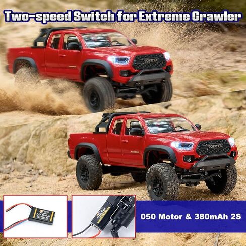 FMS 1/24 FCX24M Toyota Tacoma RC Crawler, Officially Licensed RC Truck 2 Speeds Switch with LED Lights, Off-Road RC Model for Adults (Blue) in Saudi Arabia