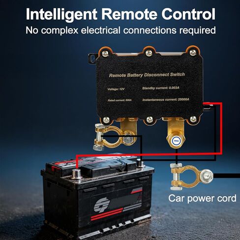 HALENBA Remote Battery Disconnect Switch 12V 500A - Smart Voltage Control Battery Kill Switch for Cars,RVs,Truck - Anti Theft Battery Shut Off Switch for Car,with 2 Wireless Remotes in Saudi Arabia