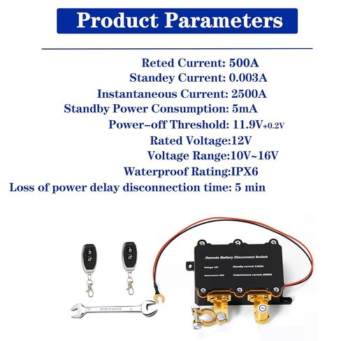 HALENBA Remote Battery Disconnect Switch 12V 500A - Smart Voltage Control Battery Kill Switch for Cars,RVs,Truck - Anti Theft Battery Shut Off Switch for Car,with 2 Wireless Remotes in Saudi Arabia