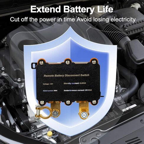 HALENBA Remote Battery Disconnect Switch 12V 500A - Smart Voltage Control Battery Kill Switch for Cars,RVs,Truck - Anti Theft Battery Shut Off Switch for Car,with 2 Wireless Remotes in Saudi Arabia