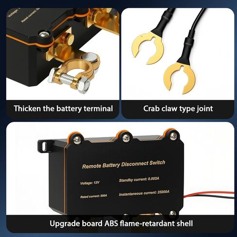 HALENBA Remote Battery Disconnect Switch 12V 500A - Smart Voltage Control Battery Kill Switch for Cars,RVs,Truck - Anti Theft Battery Shut Off Switch for Car,with 2 Wireless Remotes in Saudi Arabia