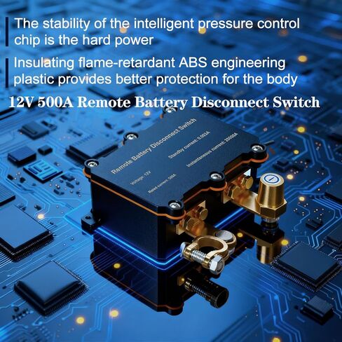 HALENBA Remote Battery Disconnect Switch 12V 500A - Smart Voltage Control Battery Kill Switch for Cars,RVs,Truck - Anti Theft Battery Shut Off Switch for Car,with 2 Wireless Remotes in Saudi Arabia
