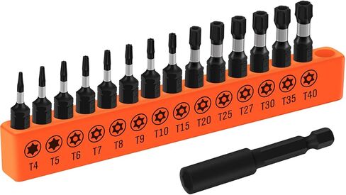 HORUSDY Impact Torx Bit Set, 36-Piece Tamper-Proof Star Bit Set (T5-T40) for Impact Driver, Tamper-Resistant Fastener Star Drive Bit, S2 Steel, 1" & 2.3" Long, with Storage Box in Kuwait