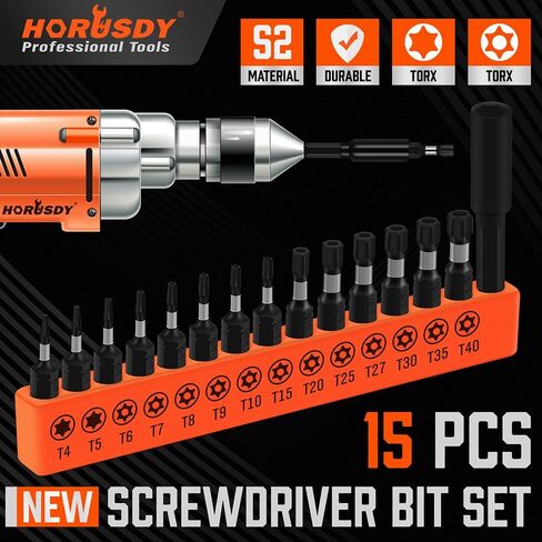 HORUSDY Impact Torx Bit Set, 36-Piece Tamper-Proof Star Bit Set (T5-T40) for Impact Driver, Tamper-Resistant Fastener Star Drive Bit, S2 Steel, 1" & 2.3" Long, with Storage Box in Kuwait