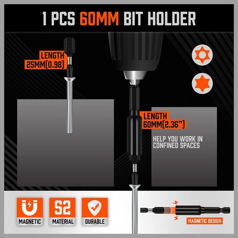 HORUSDY Impact Torx Bit Set, 36-Piece Tamper-Proof Star Bit Set (T5-T40) for Impact Driver, Tamper-Resistant Fastener Star Drive Bit, S2 Steel, 1" & 2.3" Long, with Storage Box in Kuwait