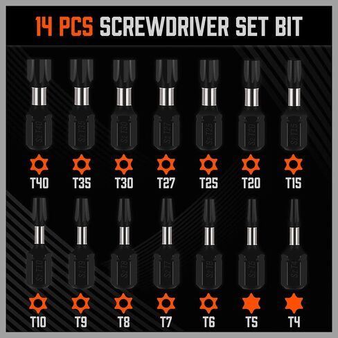 HORUSDY Impact Torx Bit Set, 36-Piece Tamper-Proof Star Bit Set (T5-T40) for Impact Driver, Tamper-Resistant Fastener Star Drive Bit, S2 Steel, 1" & 2.3" Long, with Storage Box in Kuwait