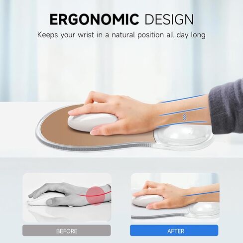 icolor Crystals Gel Wrist Rest Mouse Pads Ergonomic Mouse Mat with Memory Gel Cushion,Non-Slip PU Base Desk Skid Gel Pad for Computer Laptop,Relieves Wrist Pain (GreyBlack) in Saudi Arabia