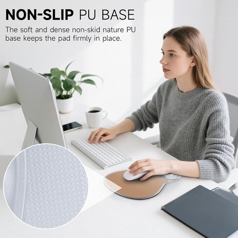 icolor Crystals Gel Wrist Rest Mouse Pads Ergonomic Mouse Mat with Memory Gel Cushion,Non-Slip PU Base Desk Skid Gel Pad for Computer Laptop,Relieves Wrist Pain (GreyBlack) in Saudi Arabia