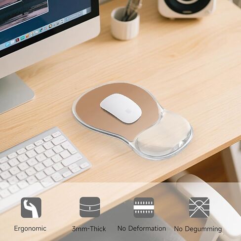 icolor Crystals Gel Wrist Rest Mouse Pads Ergonomic Mouse Mat with Memory Gel Cushion,Non-Slip PU Base Desk Skid Gel Pad for Computer Laptop,Relieves Wrist Pain (GreyBlack) in Saudi Arabia