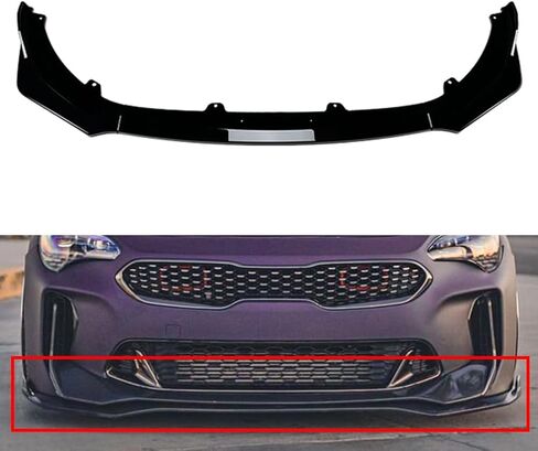 Lirun Front Bumper Lower Lip Spoiler Protector Splitter Glossy Black ABS for KIA Stinger GT 18-23 in Saudi Arabia