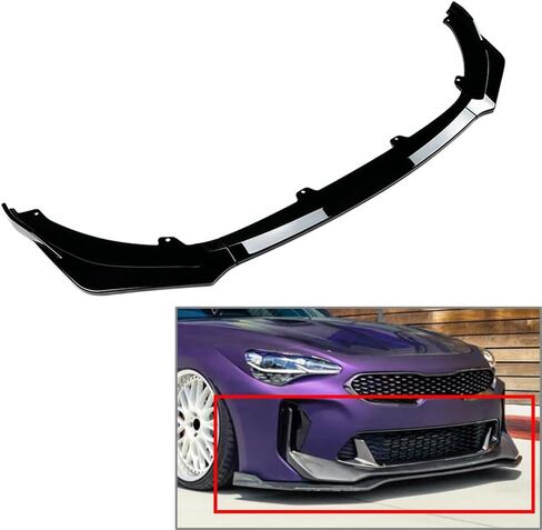 Lirun Front Bumper Lower Lip Spoiler Protector Splitter Glossy Black ABS for KIA Stinger GT 18-23 in Saudi Arabia