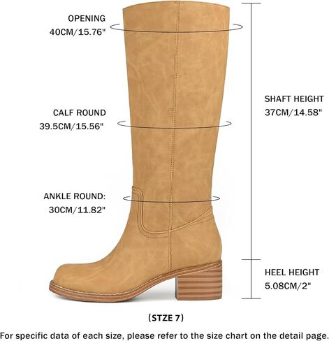 Platform Women's Knee High Square Toe Chunky Block Heel Long Wide Calf Riding Pull On Campus Boots in Kuwait