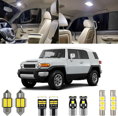 8 Piece 6000K White FJ Cruiser LED Interior Light Kit Package Replacement for Toyota FJ Cruiser 2007 2008 2009 2010 2011 2012 2013 2014, with Placement Diagram and Install Tool in Saudi Arabia