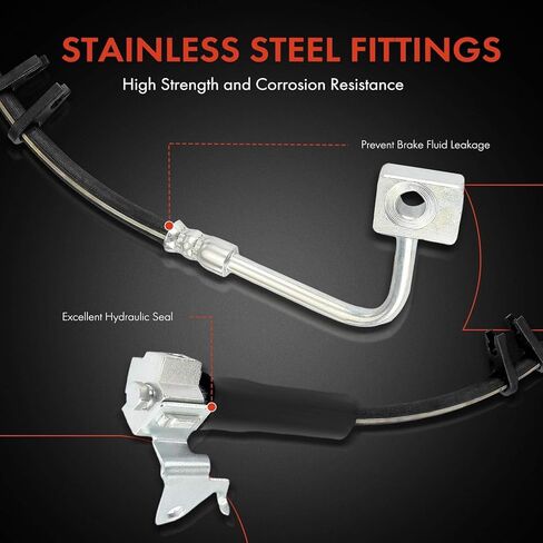 A-Premium Rear Driver and Passenger Side Brake Hydraulic Hose Compatible with Select Jeep Models - WK Series Grand Cherokee 2005-2010, XK Series Commander 2006-2010 - Replace# 52089997AD (Pack of 2) in Saudi Arabia