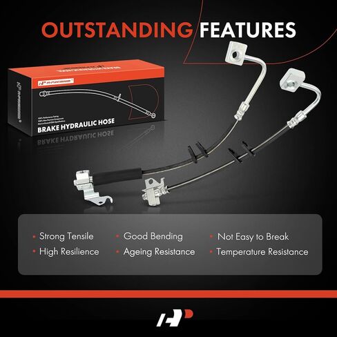 A-Premium Rear Driver and Passenger Side Brake Hydraulic Hose Compatible with Select Jeep Models - WK Series Grand Cherokee 2005-2010, XK Series Commander 2006-2010 - Replace# 52089997AD (Pack of 2) in Saudi Arabia