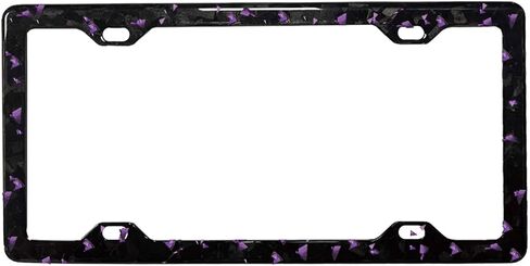 100% Genuine Forged Carbon Fiber Car License Plate Frame with Slim 4 Holes Design & Black Screw Caps with Unti-Theft Security Accesories, Universal Fit, Standard Tag Holder (Forged-RED) in Saudi Arabia