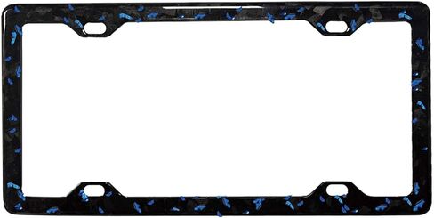 100% Genuine Forged Carbon Fiber Car License Plate Frame with Slim 4 Holes Design & Black Screw Caps with Unti-Theft Security Accesories, Universal Fit, Standard Tag Holder (Forged-RED) in Saudi Arabia