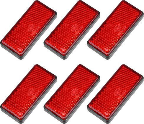 Generic 6 Pcs Rectangular Stick-on Safety Spoke Reflective Self Adhesive Reflector for Gate Posts Cars Trailer Motorcycle Trucks Boat Bicycle Bike Red in Saudi Arabia