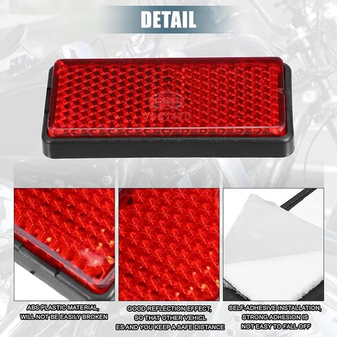 Generic 6 Pcs Rectangular Stick-on Safety Spoke Reflective Self Adhesive Reflector for Gate Posts Cars Trailer Motorcycle Trucks Boat Bicycle Bike Red in Saudi Arabia