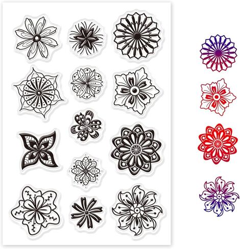 Mandala Flowers Silicone Clear Stamps Flowers Transparent Stamp for Christmas Birthday Thanksgiving Cards Making DIY Scrapbooking Photo Album Decoration Paper Craft in Saudi Arabia