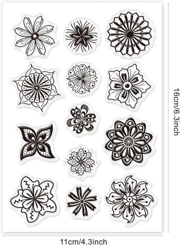 Mandala Flowers Silicone Clear Stamps Flowers Transparent Stamp for Christmas Birthday Thanksgiving Cards Making DIY Scrapbooking Photo Album Decoration Paper Craft in Saudi Arabia
