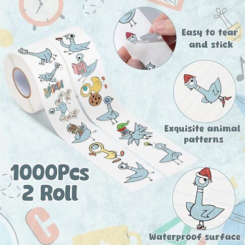 Bird Pigeon Stickers Rolls Christmas Gift 1000Pcs Animals Stickers for Kids Bulk Cute Cartoon Vinyl Waterproof Decals for Water Bottle Laptop Decor Christmas Winter Birthday Party Supplies in Saudi Arabia