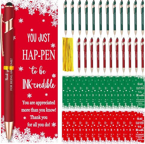 24 Set Employee Appreciation Gifts Bulk Thank You Motivational Ballpoint Ink Pens with Inspirational Cards for Christmas Office School Team Coworker Staff Teacher Students(Red) in Saudi Arabia