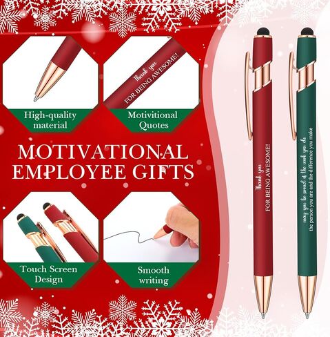 24 Set Employee Appreciation Gifts Bulk Thank You Motivational Ballpoint Ink Pens with Inspirational Cards for Christmas Office School Team Coworker Staff Teacher Students(Red) in Saudi Arabia