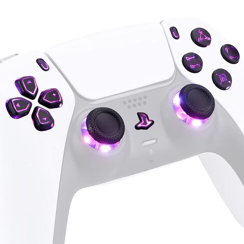eXtremeRate Multi-Colors Luminated Dpad Thumbstick Share Home Face Buttons for PS5 Controller, Chrome Gold Classical Symbols Buttons DTF LED Kit for PS5 Controller - Controller NOT Included in Saudi Arabia
