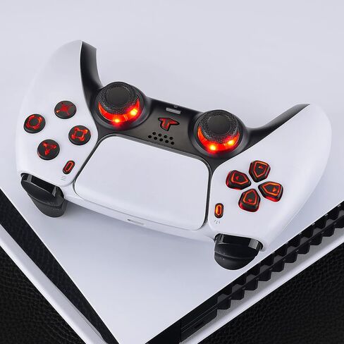eXtremeRate Multi-Colors Luminated Dpad Thumbstick Share Home Face Buttons for PS5 Controller, Chrome Gold Classical Symbols Buttons DTF LED Kit for PS5 Controller - Controller NOT Included in Saudi Arabia