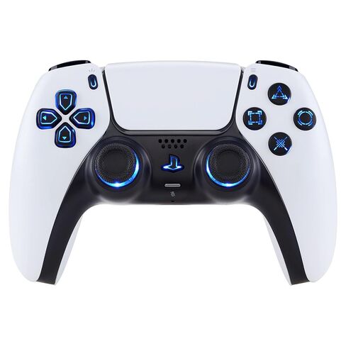 eXtremeRate Multi-Colors Luminated Dpad Thumbstick Share Home Face Buttons for PS5 Controller, Chrome Gold Classical Symbols Buttons DTF LED Kit for PS5 Controller - Controller NOT Included in Saudi Arabia
