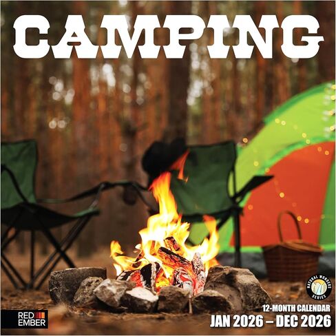 RED EMBER Camping 2026 Wall Calendar 12 Month | 12" x 24" Open | Thick & Sturdy Paper | Holiday Gift | Nature Calendar 2026 in Saudi Arabia