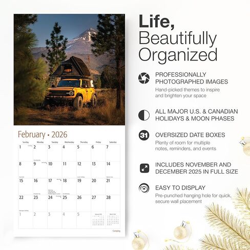 RED EMBER Camping 2026 Wall Calendar 12 Month | 12" x 24" Open | Thick & Sturdy Paper | Holiday Gift | Nature Calendar 2026 in Saudi Arabia