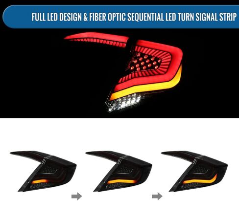 Ronnin - Fits 2016-2021 Honda Civic Sedan 4Dr Aggressive Full LED Sequential Turn Signals + Animated Startup Effect Tail Lights Assembly Pair | Black Smoke in Saudi Arabia