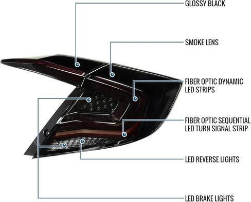 Ronnin - Fits 2016-2021 Honda Civic Sedan 4Dr Aggressive Full LED Sequential Turn Signals + Animated Startup Effect Tail Lights Assembly Pair | Black Smoke in Saudi Arabia
