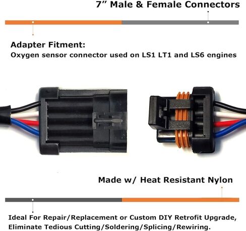 مجموعة كاملة من iJDMTOY مكونة من 4 دبابيس مسطحة GM LS1 LS6 O2 مستشعر الأكسجين للإناث والذكور موصلات موصلات محولات المقابس مع أسلاك ضفيرة مقاس 7 بوصات in Saudi Arabia