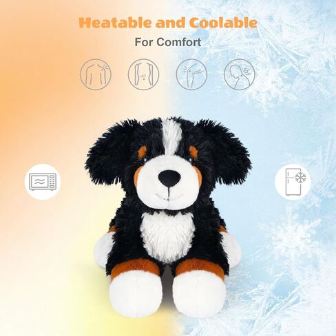 Heatable & Coolable Bernese Mountain Dog Stuffed Animal, Heating Pad Microwavable for Soothing & Relaxation, Lavender Scented Stuffed Dog Plush for Stress Relief, Black Puppy Plushie Gifts in Saudi Arabia