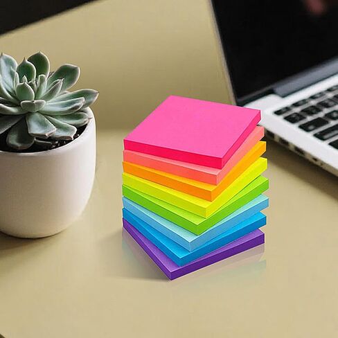 8PCS Sticky Notes, Bright Self Sticky Notes Pad Sticky Notes, Easy to Post for School, Office Supplies, Desk Accessories, Square in Saudi Arabia