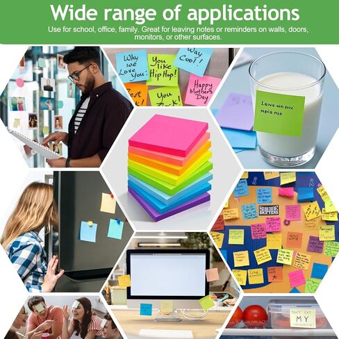 8PCS Sticky Notes, Bright Self Sticky Notes Pad Sticky Notes, Easy to Post for School, Office Supplies, Desk Accessories, Square in Saudi Arabia