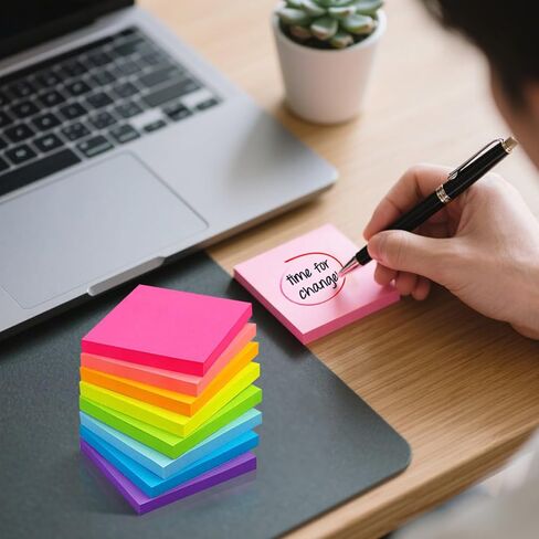 8PCS Sticky Notes, Bright Self Sticky Notes Pad Sticky Notes, Easy to Post for School, Office Supplies, Desk Accessories, Square in Saudi Arabia